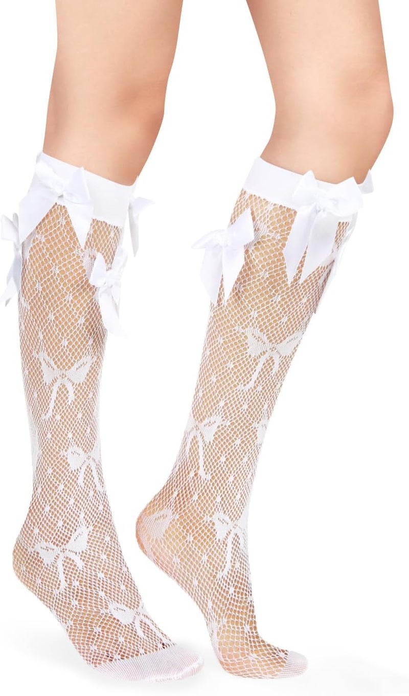Benefeet Sox Lace Fishnet Knee High Socks Women Girls Ruffle Mesh Knee Highs Lolita Socks Fishnet Stockings - Image 3